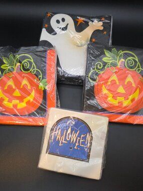 Lot Of 4 Packs Of Vintage Halloween Paper Napkins jack o lantern ghost
